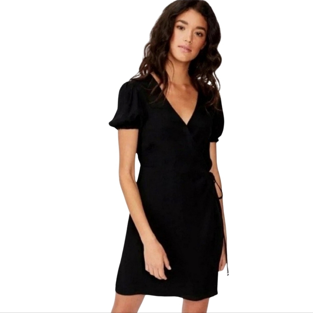 NWT Cotton On 'Amy' Puff Sleeve Little Black Wrap Dress